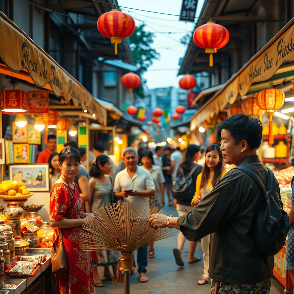 Vibrant festival scene in an old town